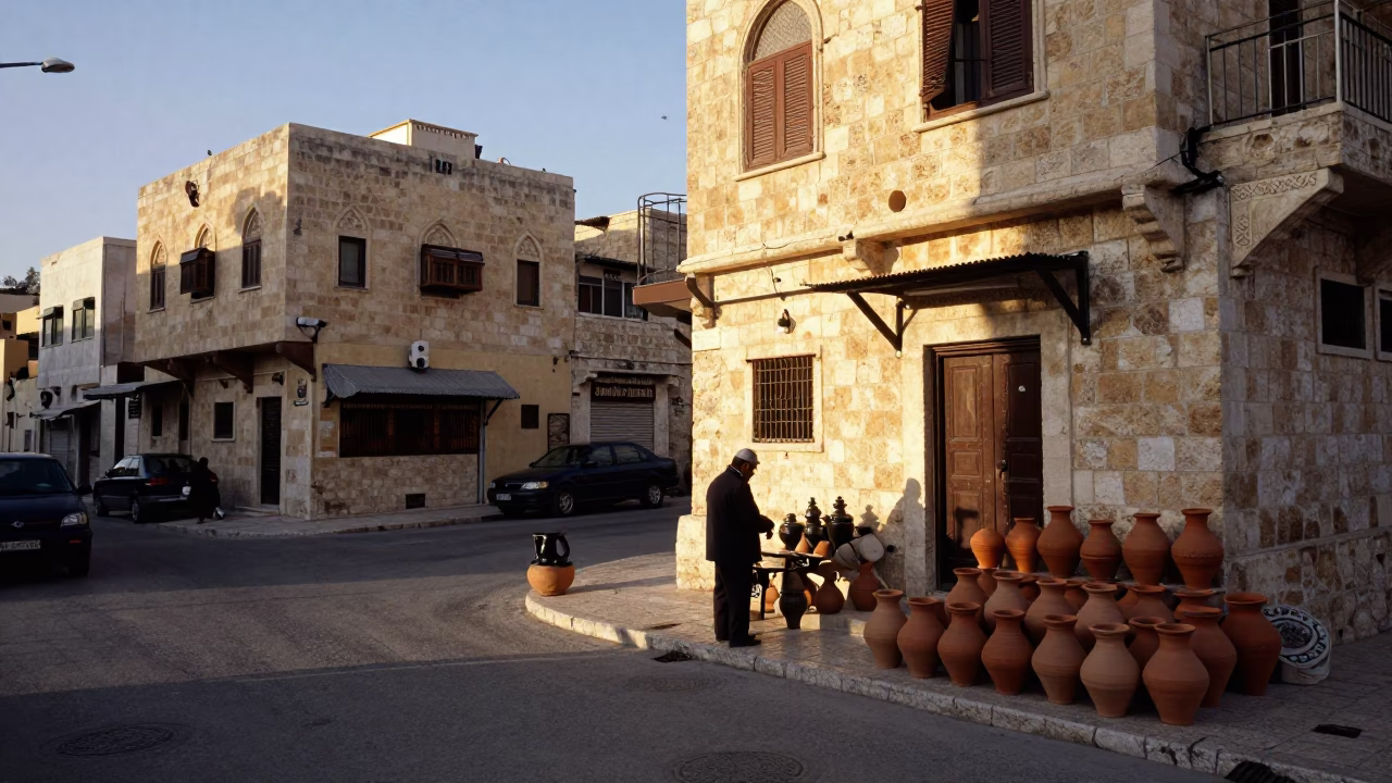 First Light Of Dawn on Street Corner in Amman in in Amman, Jordan