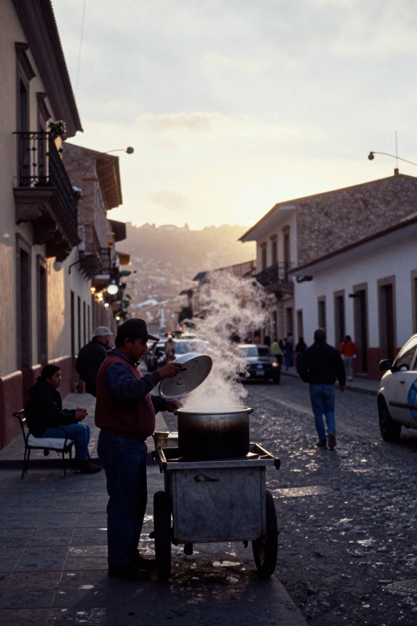 First Light Of Dawn on Street Scene in La Paz in in La Paz, Bolivia