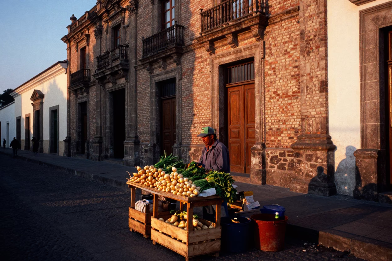 First Light Of Dawn on Street Scene in Quito in in Quito, Ecuador