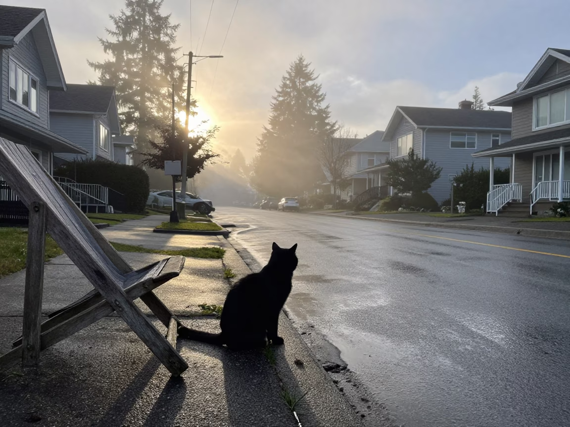 First Light Of Dawn on Street Scene in Vancouver in in Vancouver, British Columbia, Canada