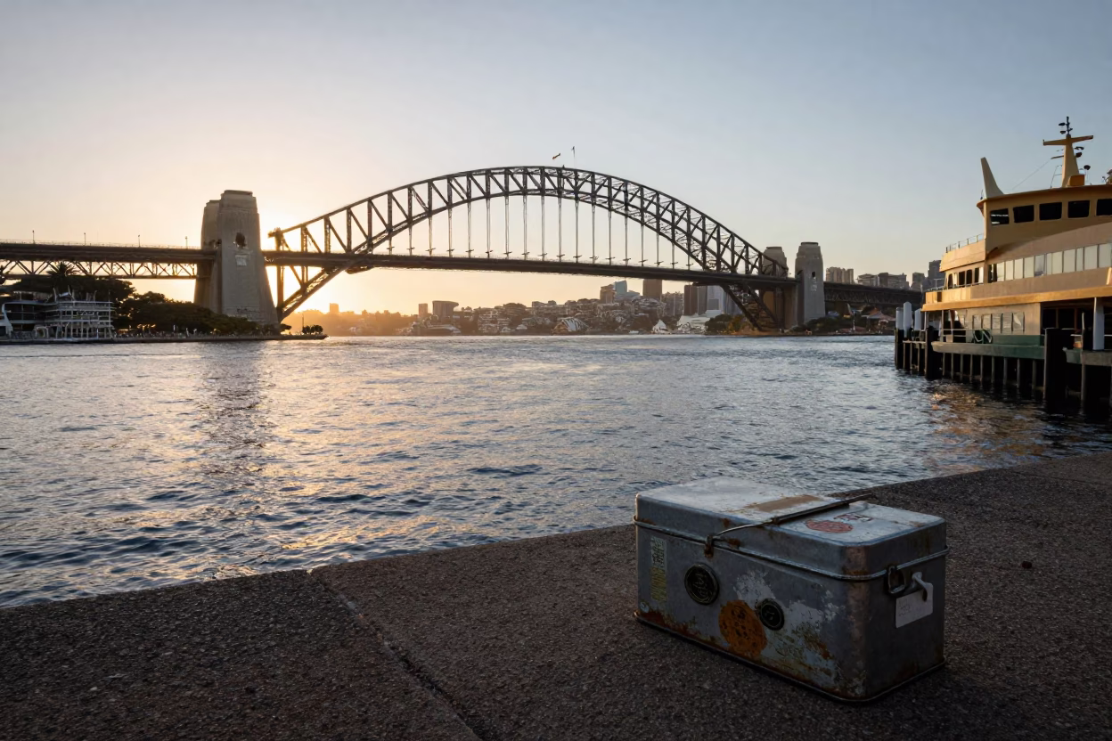 First Light Of Dawn on Tea Tin in Sydney in in Sydney, New South Wales, Australia