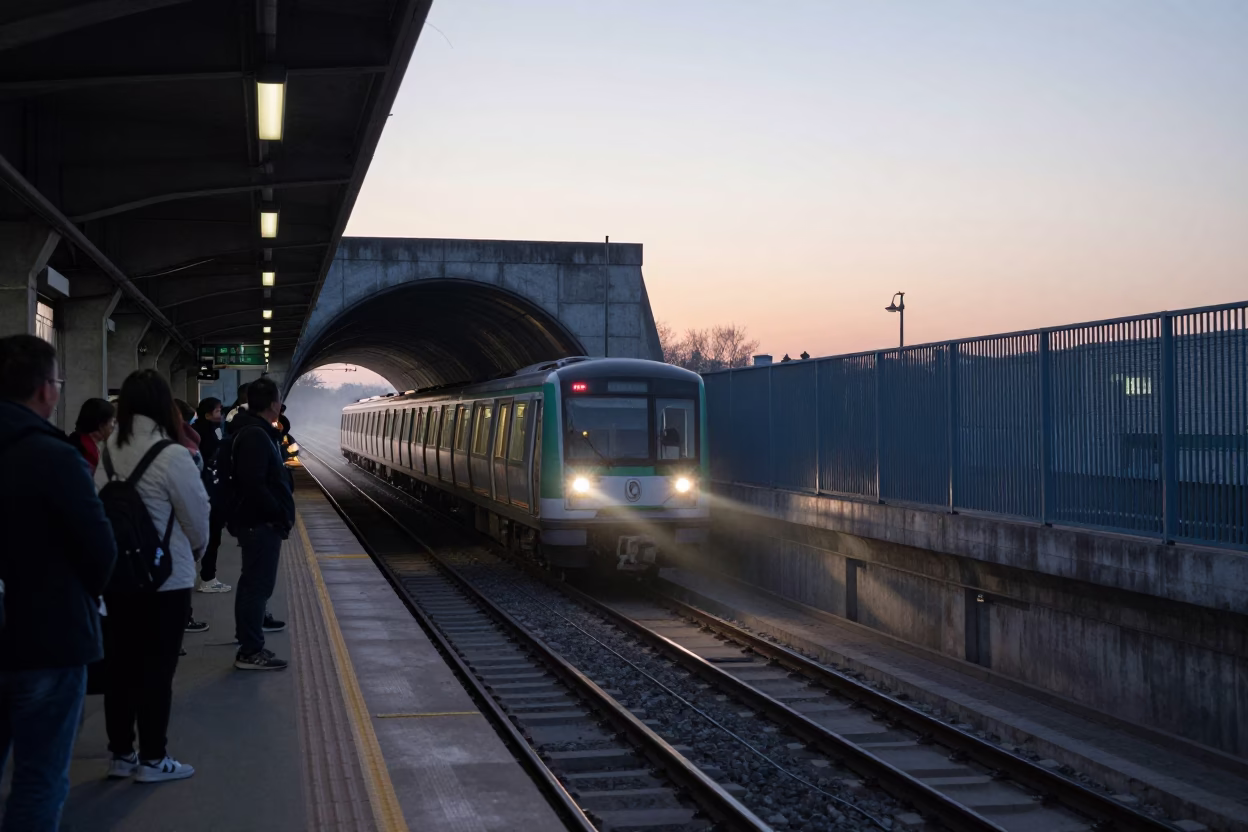 First Light Of Dawn on Tunnel in Beijing in in Beijing, China