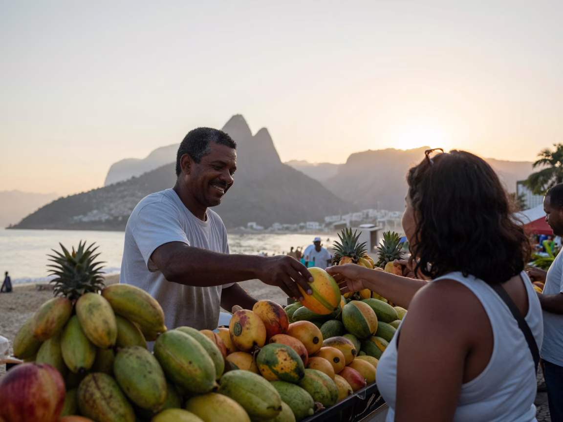First Light Of Dawn on Vendor Morning in Rio De Janeiro in in Rio de Janeiro, Brazil