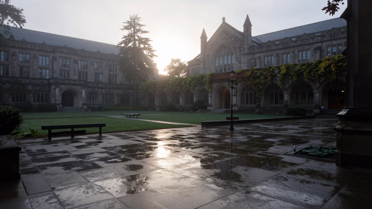 First Light Of Dawn on Wet Trellis in Seattle in in Seattle, Washington, United States