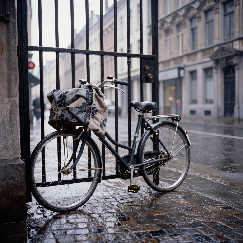First Light on Bicycle in Brussels in in Brussels, Belgium