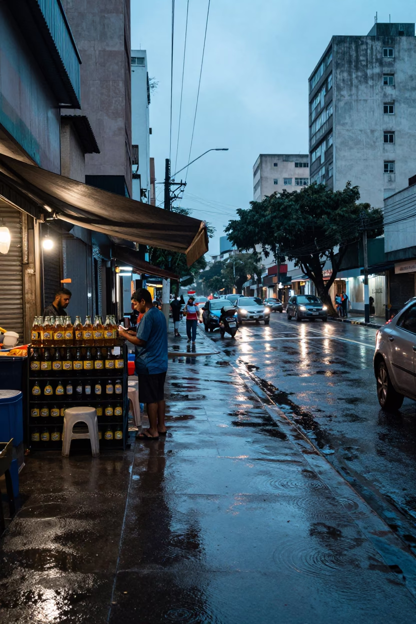 First Light on Corner Market in São Paulo in in São Paulo, Brazil