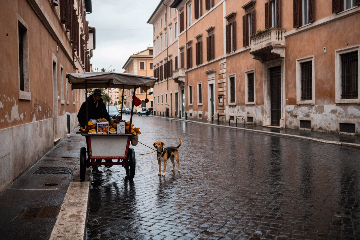 First Light on Dog in in Rome, Italy