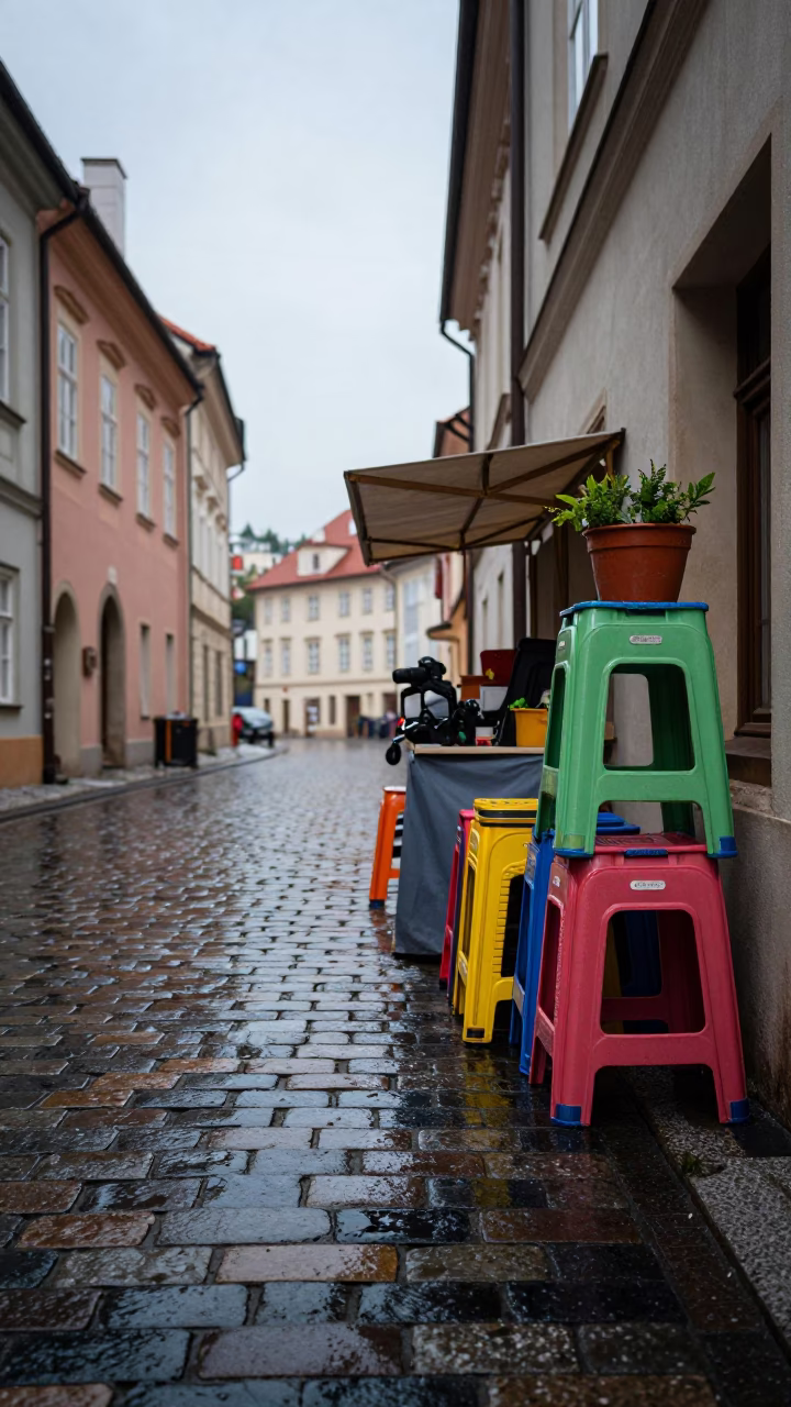 First Light on Flowerpot in Prague in in Prague, Czech Republic