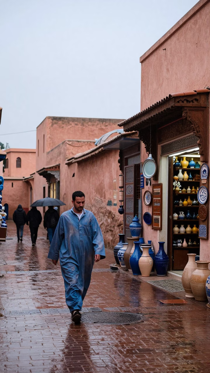 First Light on Man in in Fez, Morocco