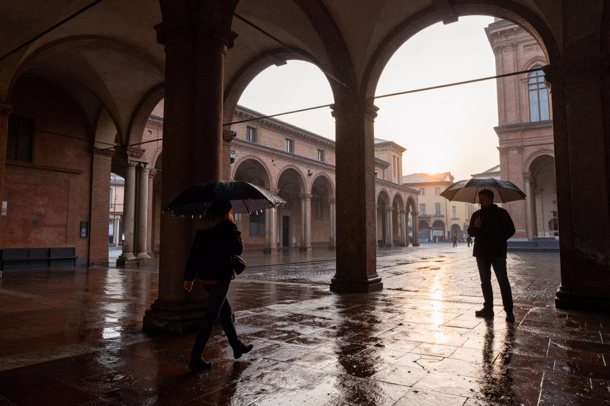 First Light on Morning Light in Bologna in in Bologna, Italy