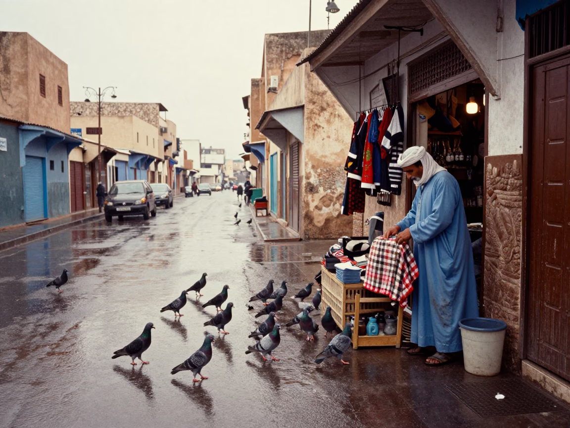 First Light on Pigeons in Casablanca in in Casablanca, Morocco