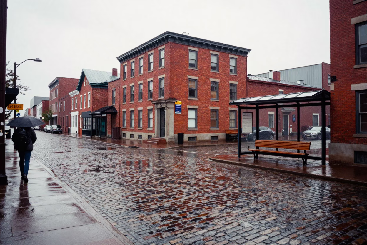 First Light on Street Corner in Halifax in in Halifax, Nova Scotia, Canada