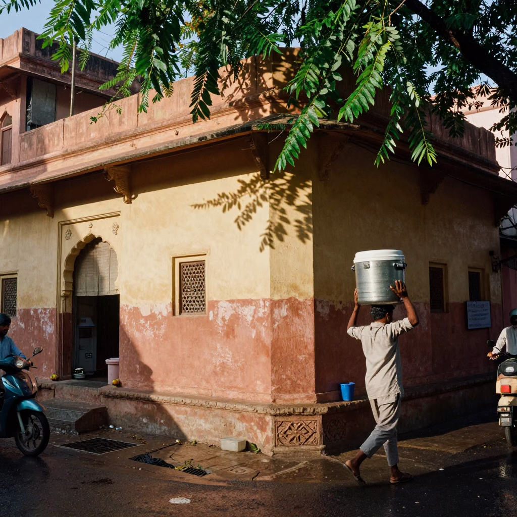 First Light on Street Corner in Jaipur in in Jaipur, India