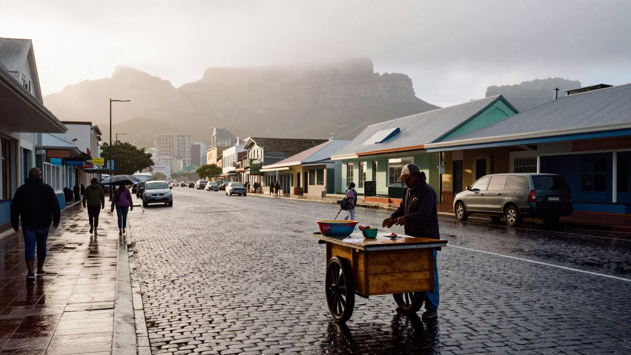 First Light on Street Scene in Cape Town in in Cape Town, South Africa