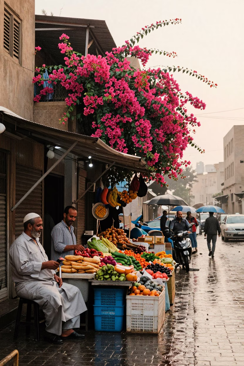 First Light on Street Vendor in Cairo in in Cairo, Egypt