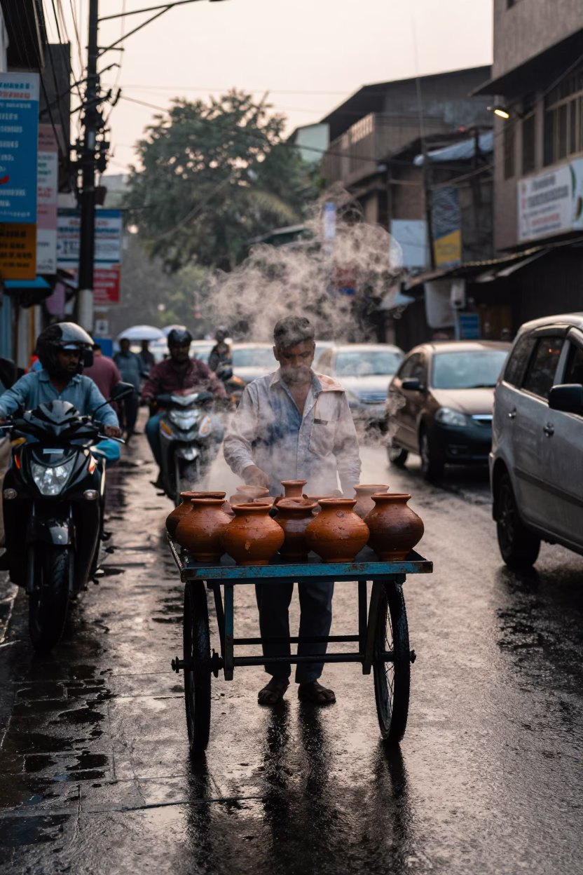 First Light on Street Vendor in Mumbai in in Mumbai, India