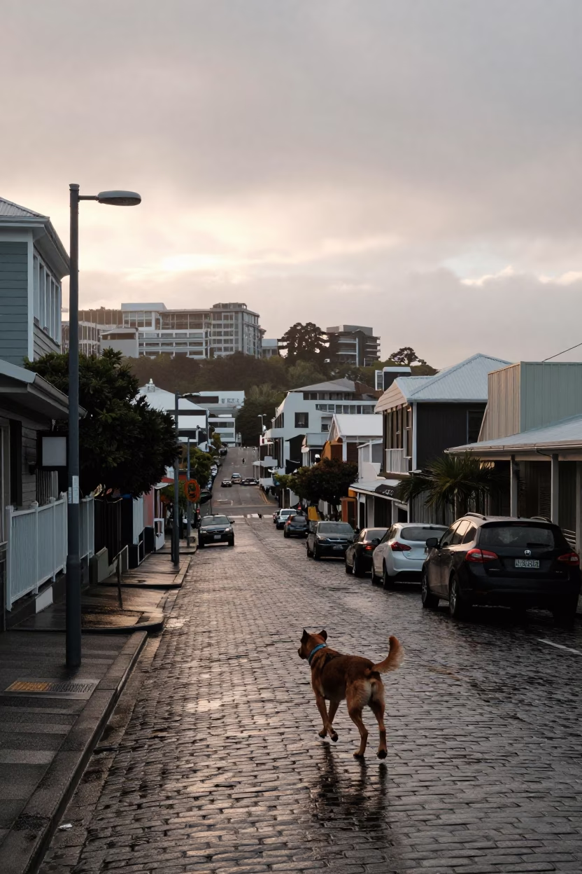 First Light on Streets in Wellington in in Wellington, New Zealand