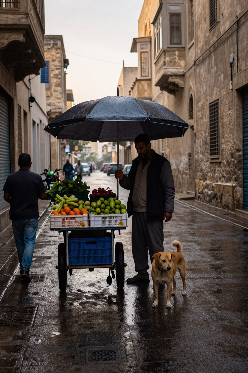 First Light on Vendor in Alexandria in in Alexandria, Egypt