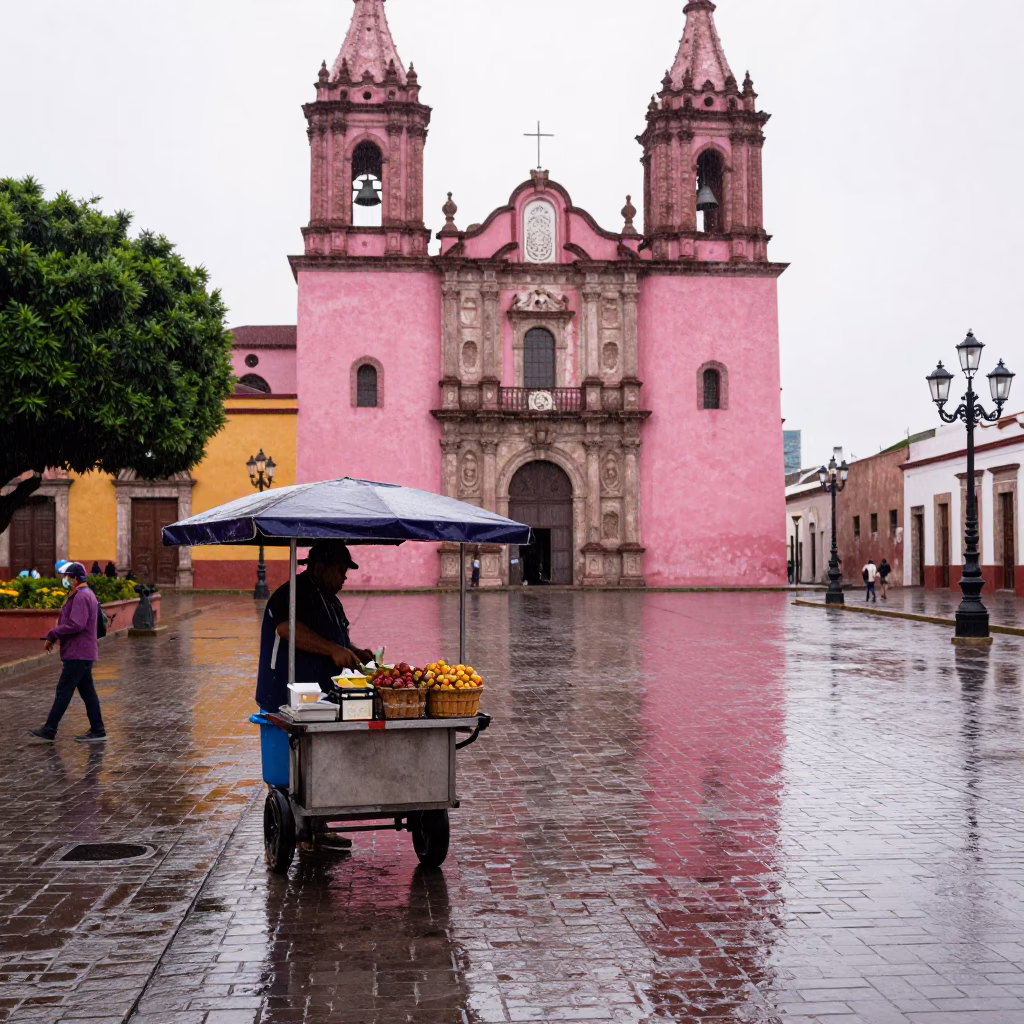 First Light on Vendor in Merida in in Merida, Mexico