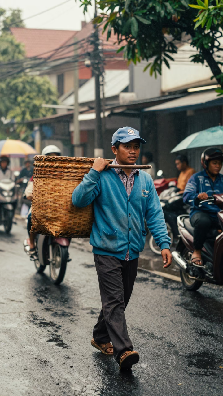 First Light on Vendor in Yogyakarta in in Yogyakarta, Indonesia