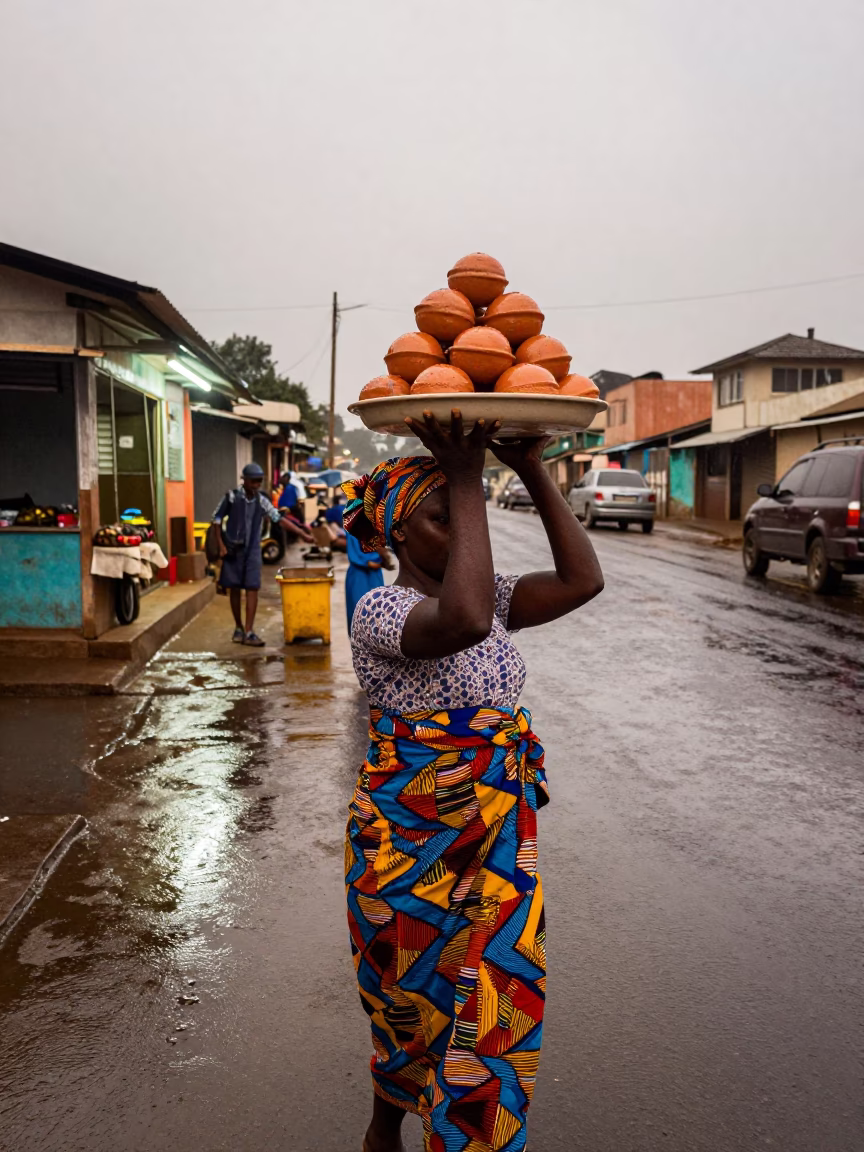 First Light on Woman in in Accra, Ghana