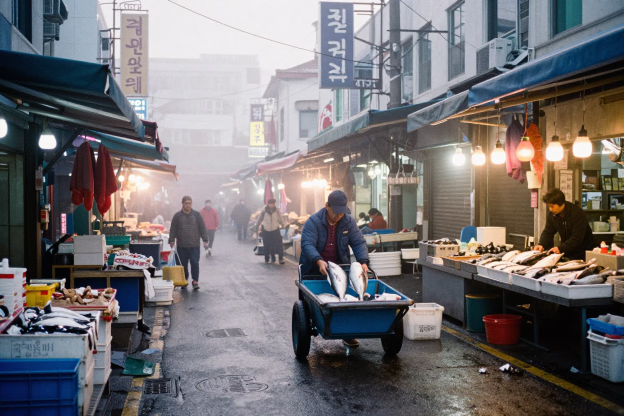 Fish Cart in Busan in in Busan, South Korea