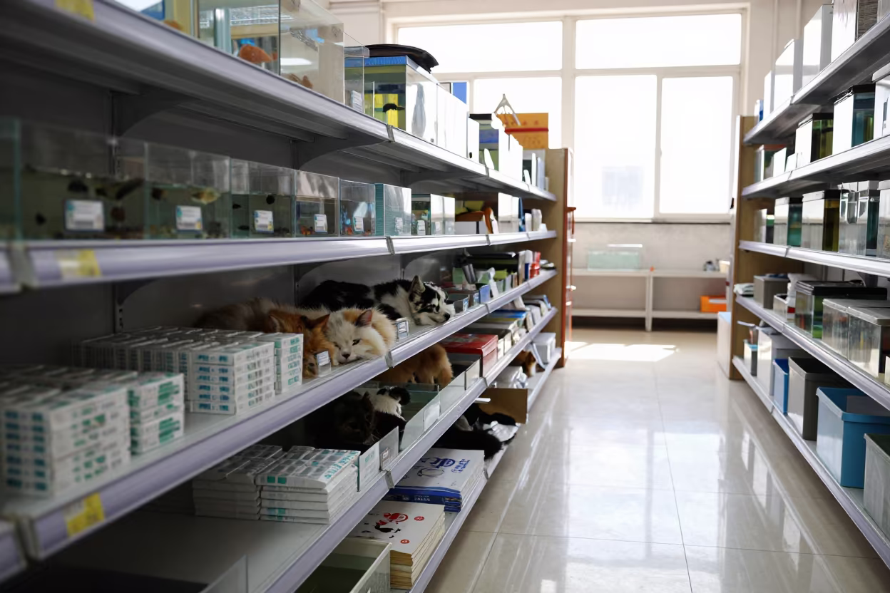 Fish Oxygen Tablet Drawer in Lanzhou Pet Store in inside a pet store aisle in Lanzhou