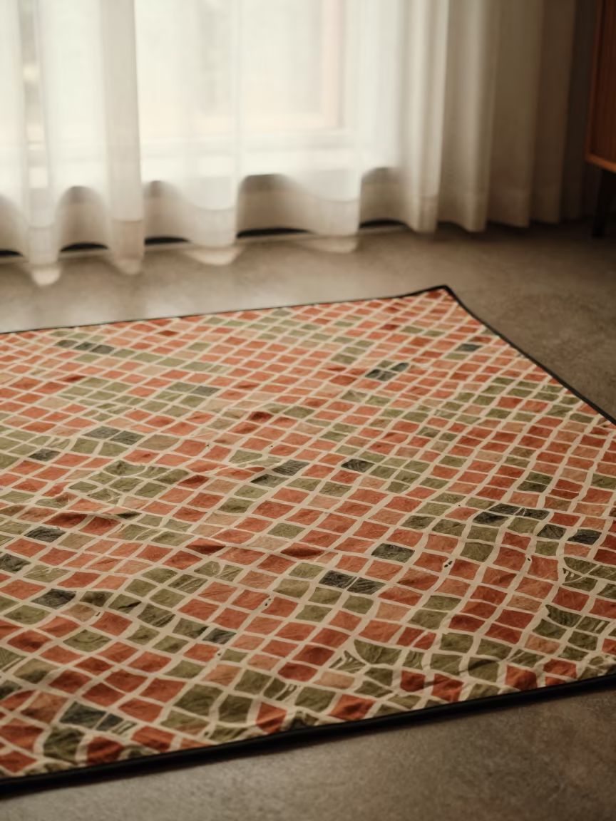 Fish Scale Pattern Picnic Blanket Indoor Gothenburg in on a picnic blanket in Gothenburg