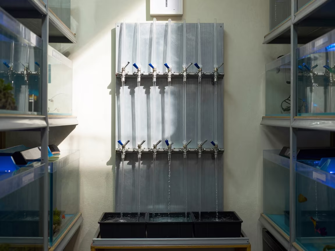 Fish Valve Board in Montevideo Store Daylight in inside a pet store aisle in Rambla, Montevideo