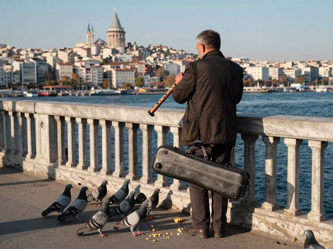 Fisherman at Afternoon Light in Istanbul in in Istanbul, Turkey