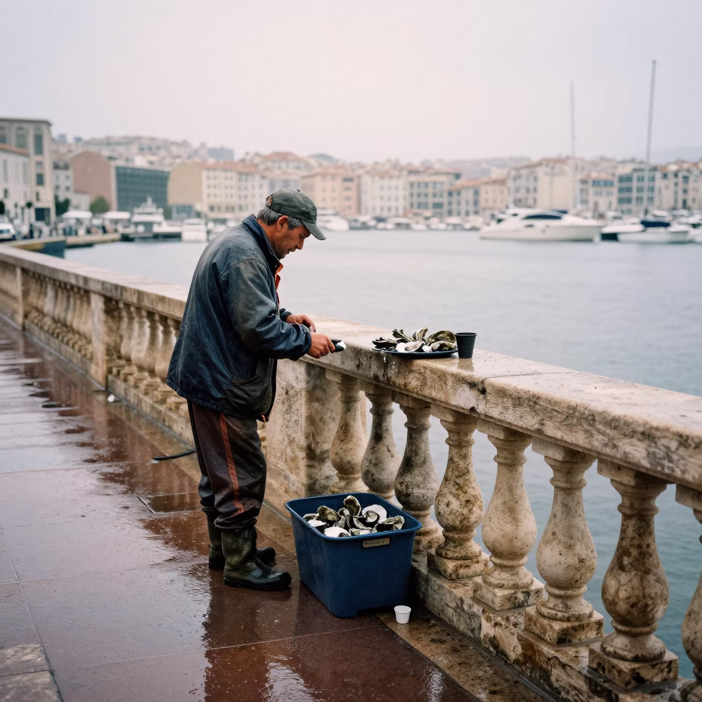 Fisherman at First Light in in Marseille, France