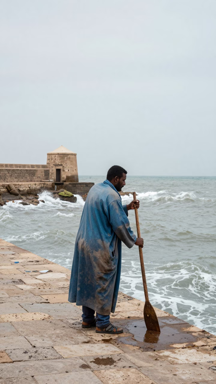 Fisherman at Midday Light in Essaouira in in Essaouira, Morocco