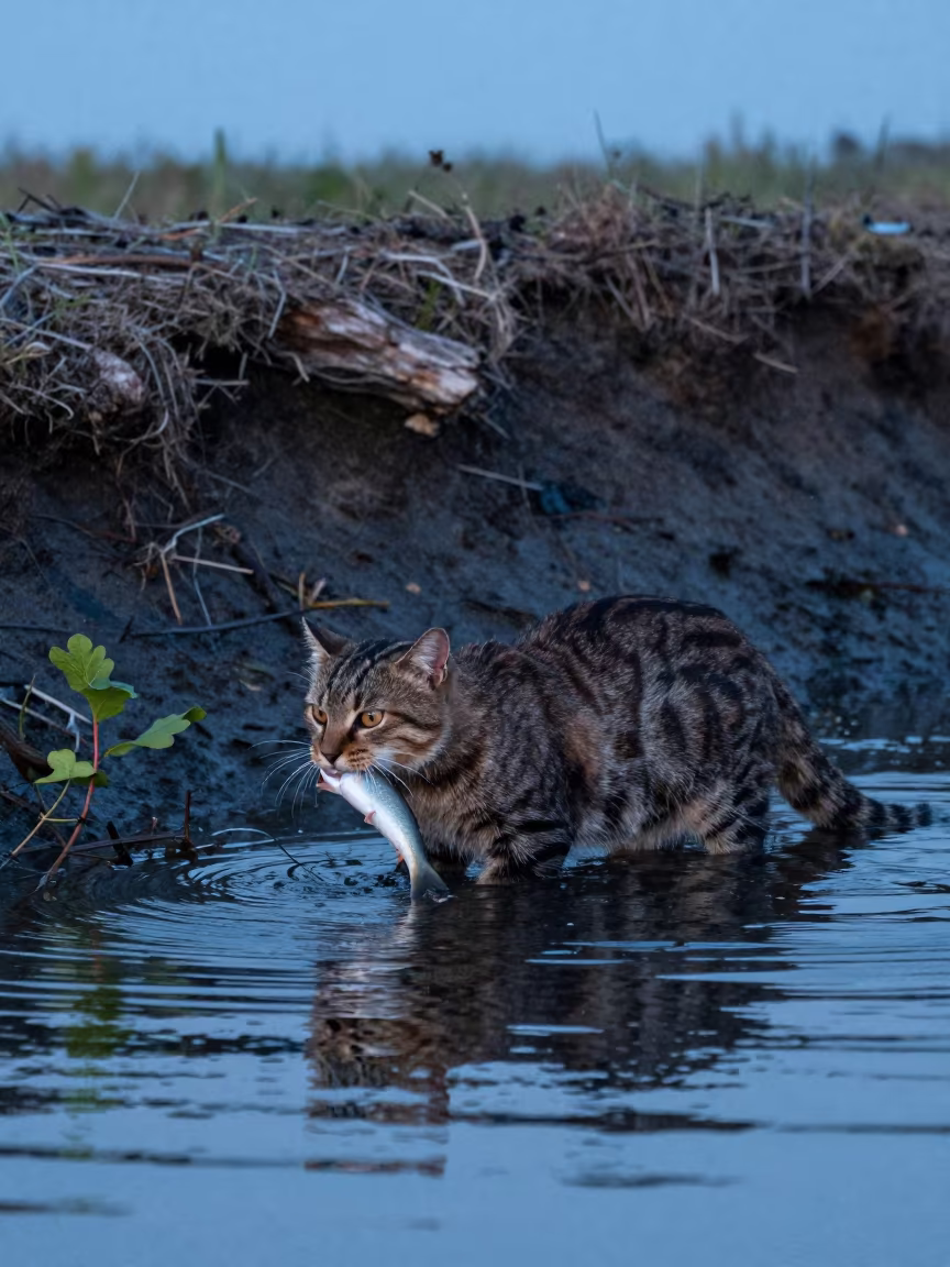 Fishing Cat on Baltimore Ridge in on a wind-scoured ridge near Baltimore
