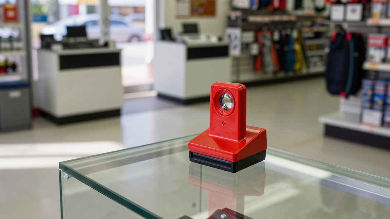 Fishing License Stamp Pad Before Store Opens in inside a fitting room corridor near Tampa