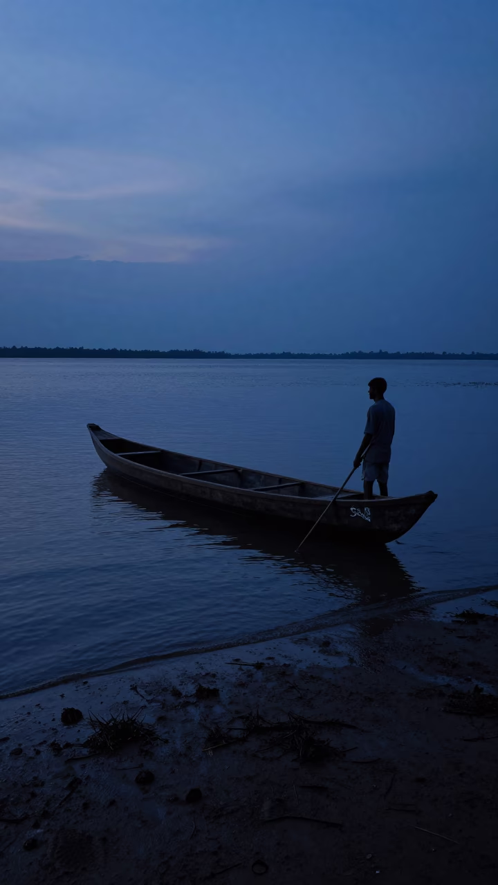 Fishing Scene in Kochi at The Predawn Darkness Light in in Kochi, India