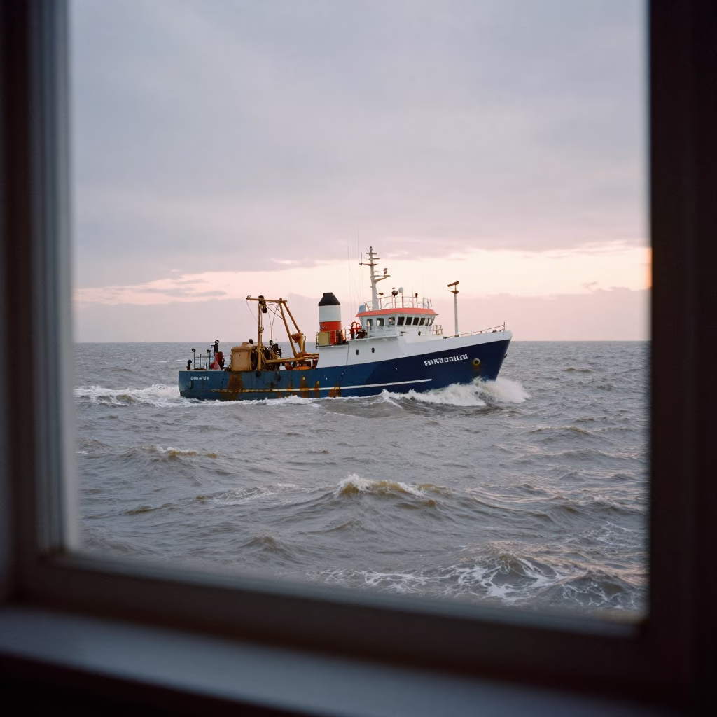 Fishing Trawler in Bristol at Nautical Dawn Light in in Bristol, United Kingdom