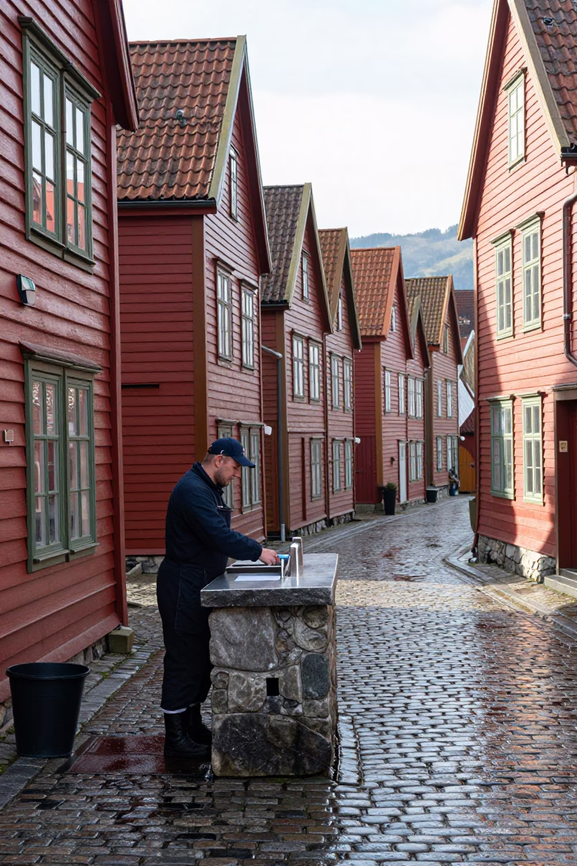 Fishmonger at Late Morning Light in Bergen in in Bergen, Norway