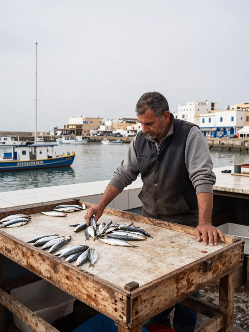 Fishmonger's Workspace in Essaouira in in Essaouira, Morocco