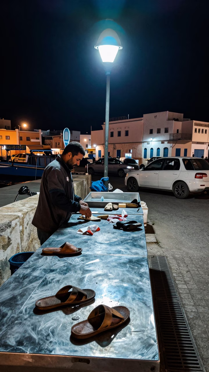 Fishmonger's Worktable in Essaouira in in Essaouira, Morocco