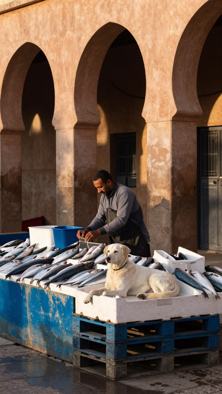 Fishmonger Stall in Casablanca in in Casablanca, Morocco