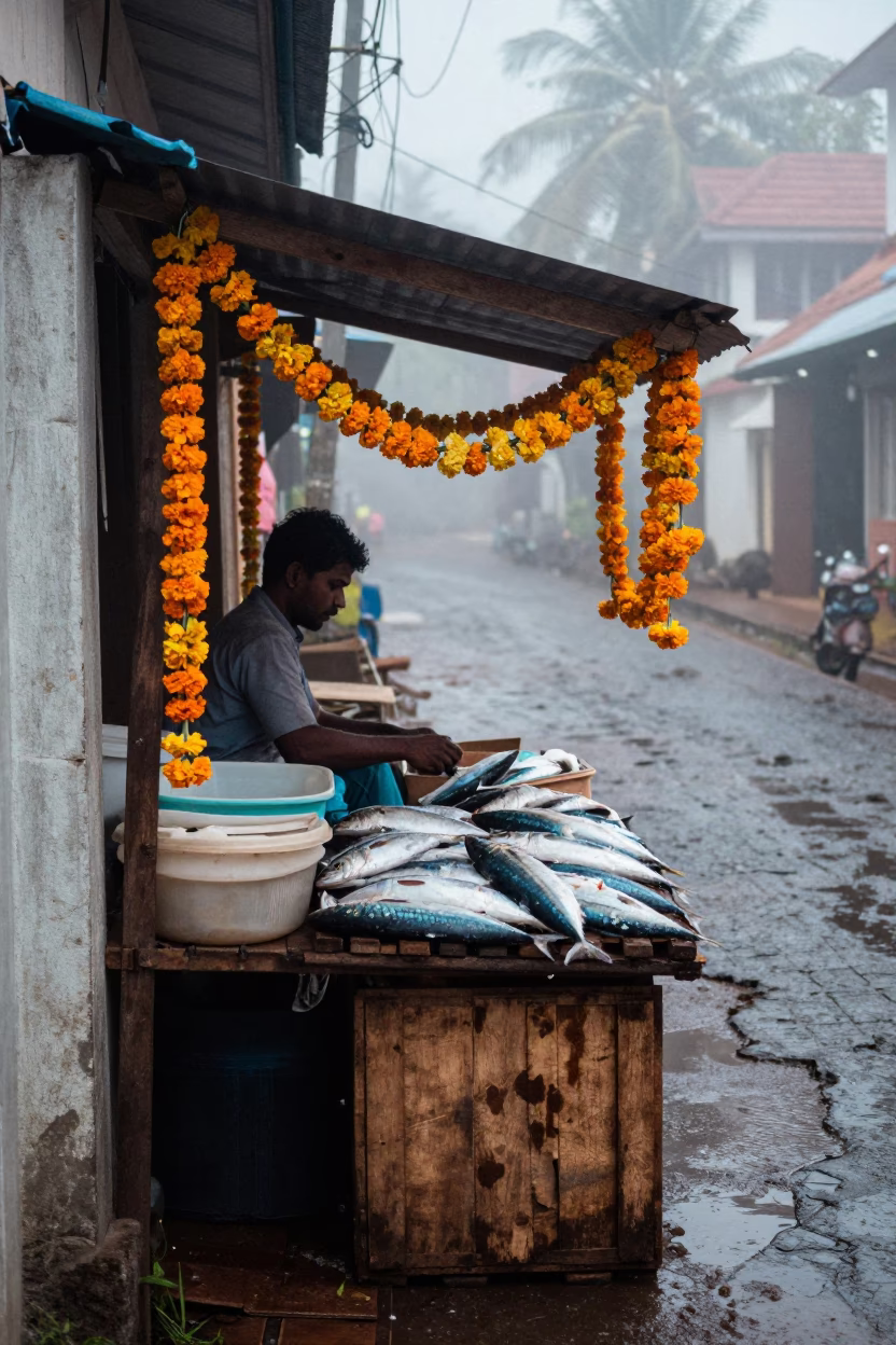 Fishmonger Stall in Kochi in in Kochi, India