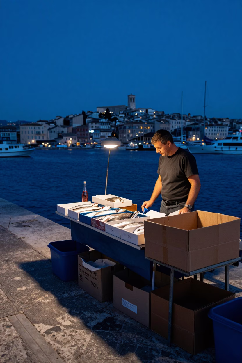 Fishmonger Stall in Marseille in in Marseille, France