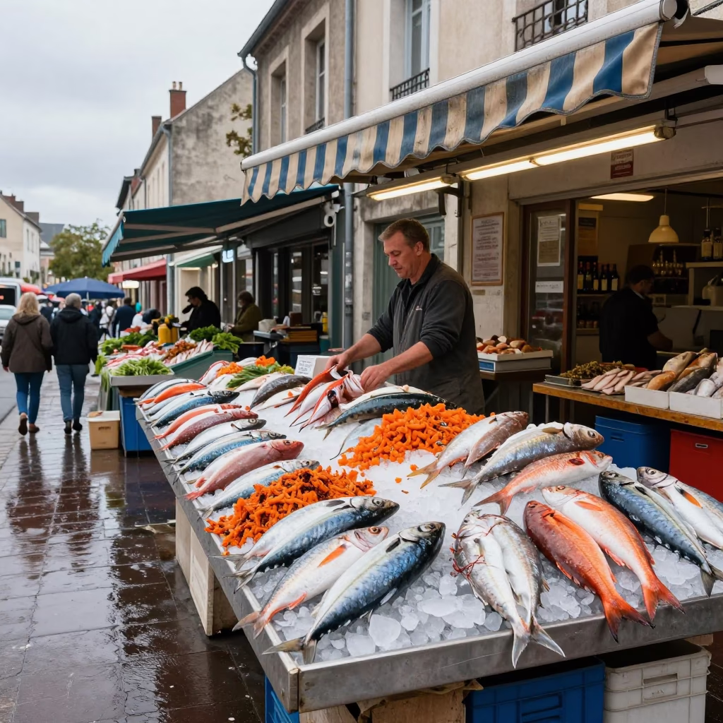 Fishmonger Stall in Nice in in Nice, France