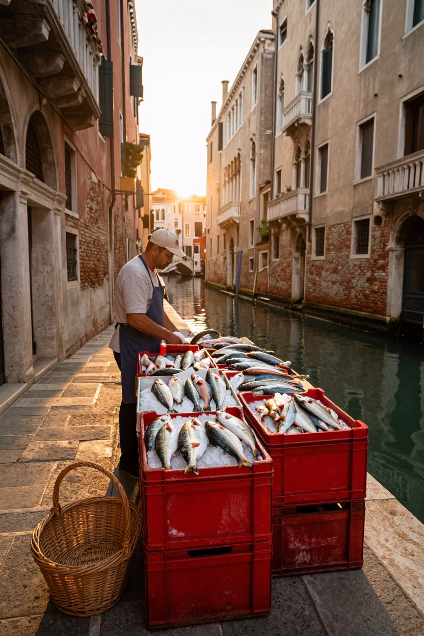 Fishmonger Stall in Venice in in Venice, Italy