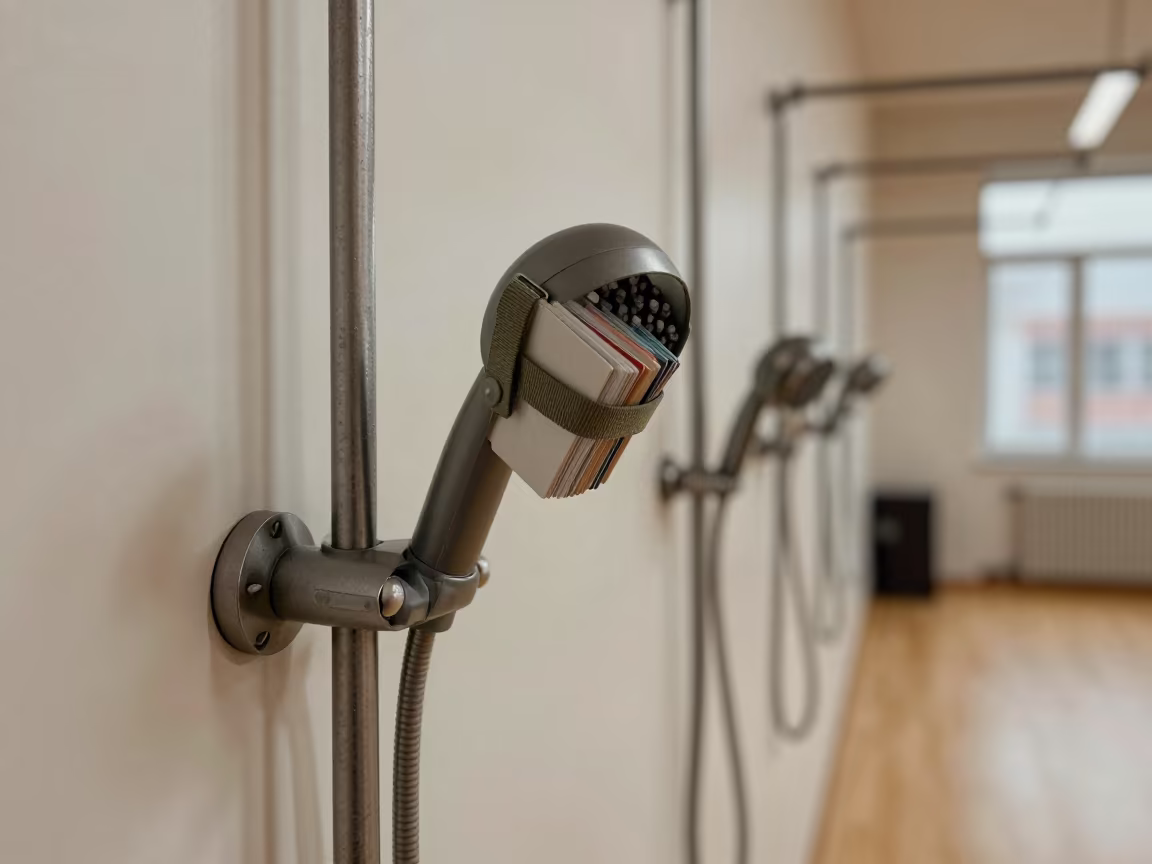 Fitness Studio Shower Filter Under Overcast Light in inside a yoga studio before the session begins in Suzhou