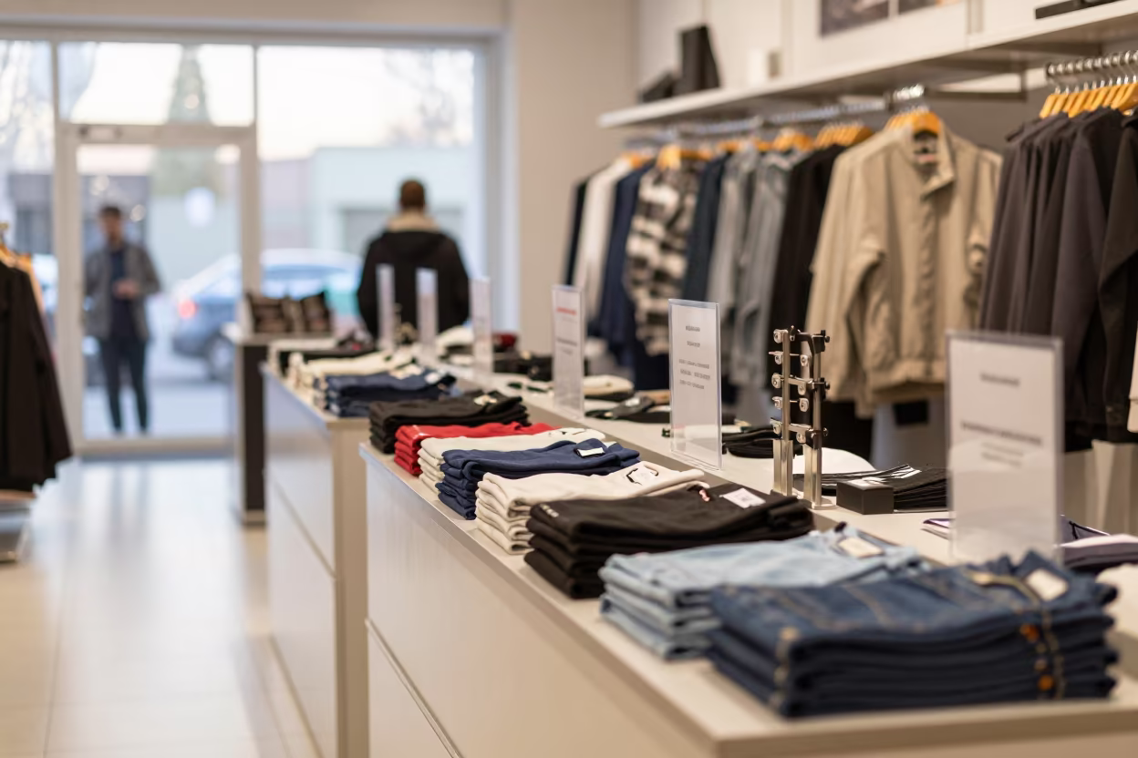 Fitting Room Rail Clip Before Unlocking in Mashhad Store in inside a bright retail aisle in Mashhad