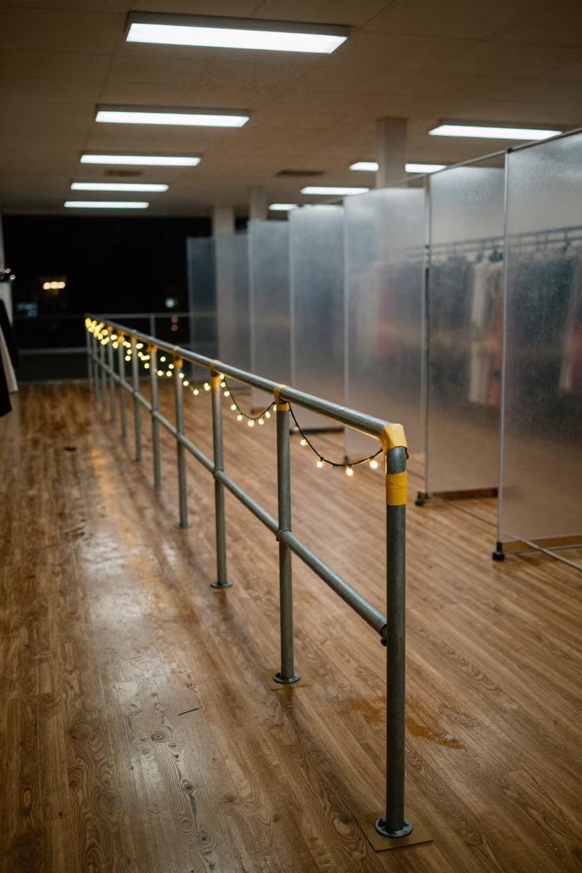 Fitting Room Rail Midnight Retail Yaounde in inside a bright retail aisle near Yaounde