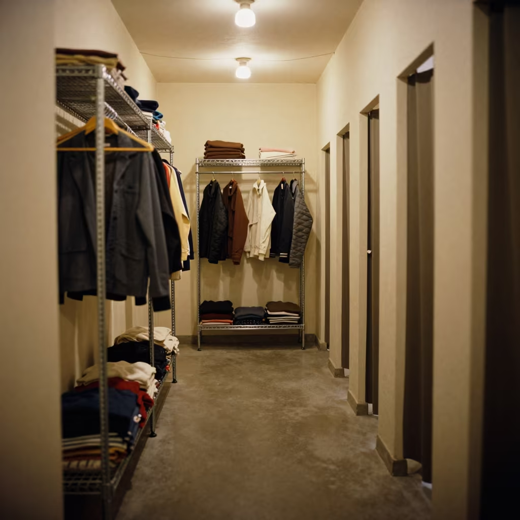 Fitting Room Shelf Before Dawn in Charsadda in inside a fitting room corridor in Charsadda