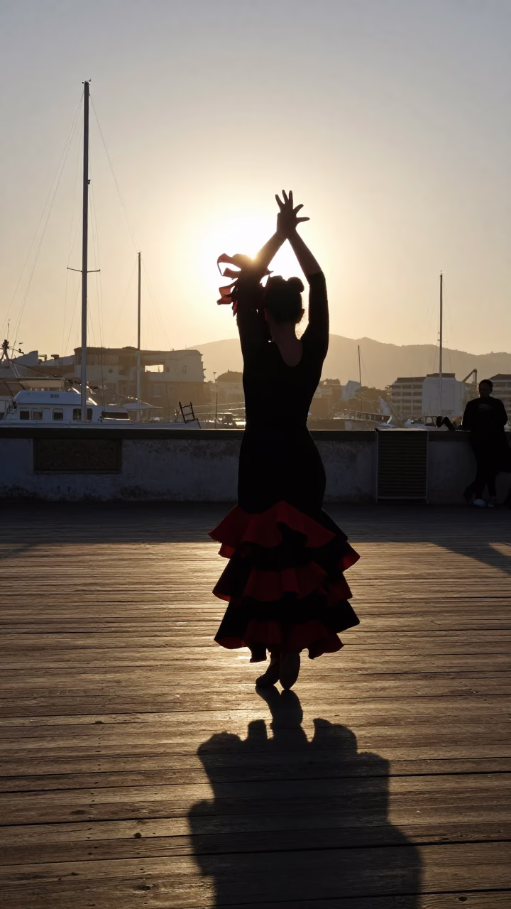 Flamenco Dancer in Dawn Shadow in near Valencia