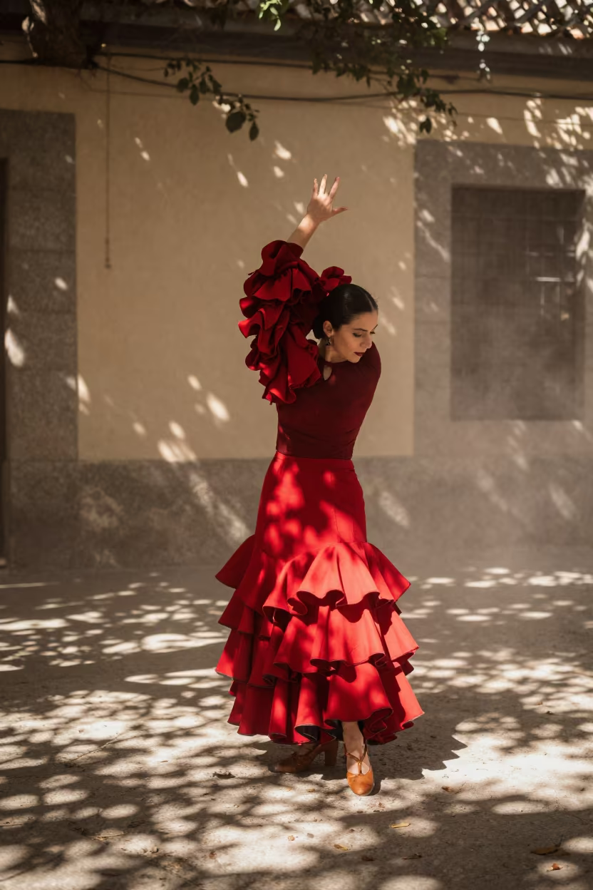 Flamenco Dancer in Red Skirt Madrid in in Madrid